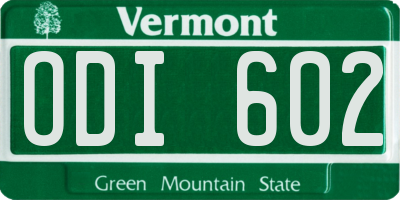 VT license plate ODI602