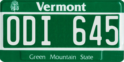 VT license plate ODI645