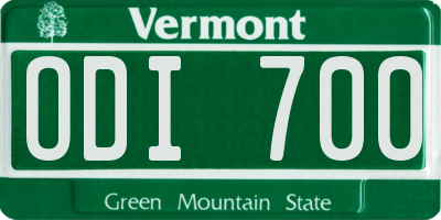VT license plate ODI700