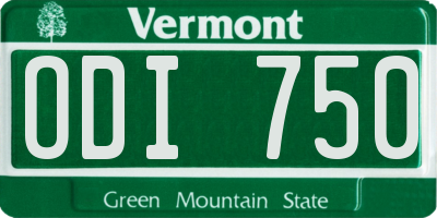 VT license plate ODI750