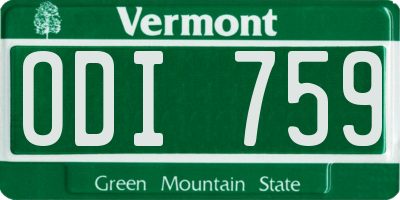 VT license plate ODI759