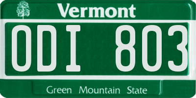 VT license plate ODI803
