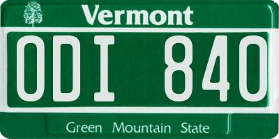 VT license plate ODI840