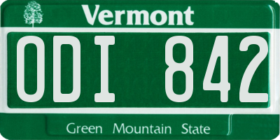 VT license plate ODI842