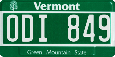 VT license plate ODI849