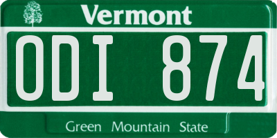 VT license plate ODI874