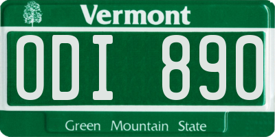 VT license plate ODI890