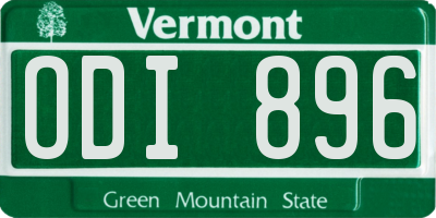 VT license plate ODI896