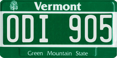 VT license plate ODI905