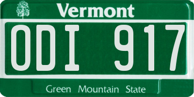 VT license plate ODI917