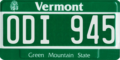 VT license plate ODI945
