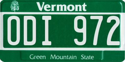 VT license plate ODI972