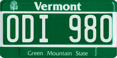 VT license plate ODI980