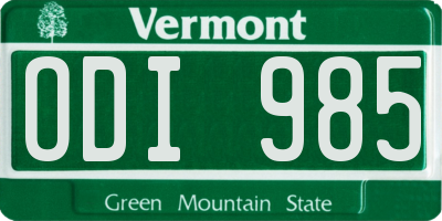 VT license plate ODI985