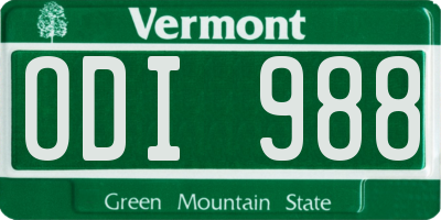 VT license plate ODI988