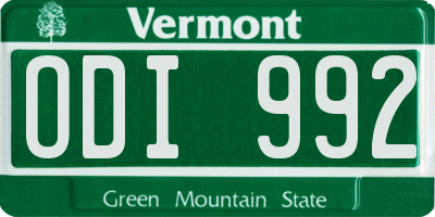 VT license plate ODI992
