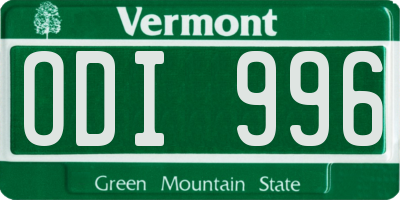 VT license plate ODI996