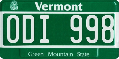 VT license plate ODI998