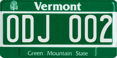 VT license plate ODJ002
