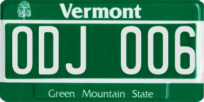 VT license plate ODJ006