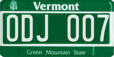 VT license plate ODJ007