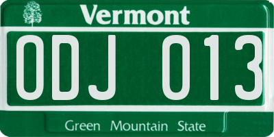 VT license plate ODJ013