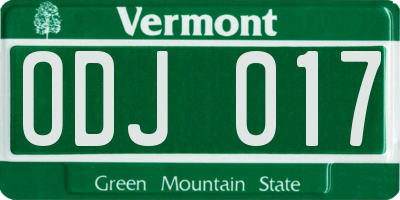 VT license plate ODJ017