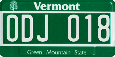 VT license plate ODJ018