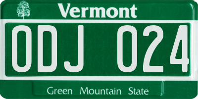 VT license plate ODJ024