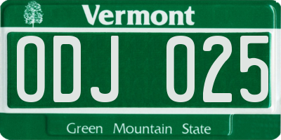 VT license plate ODJ025