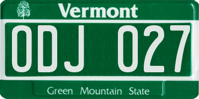VT license plate ODJ027