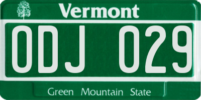 VT license plate ODJ029