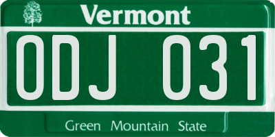 VT license plate ODJ031