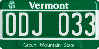 VT license plate ODJ033