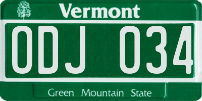 VT license plate ODJ034