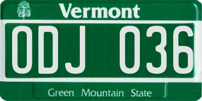 VT license plate ODJ036