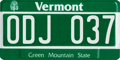 VT license plate ODJ037