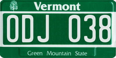 VT license plate ODJ038