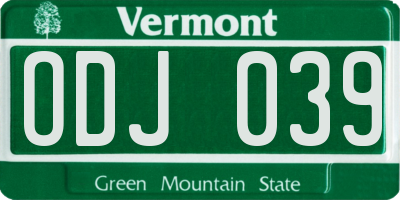 VT license plate ODJ039