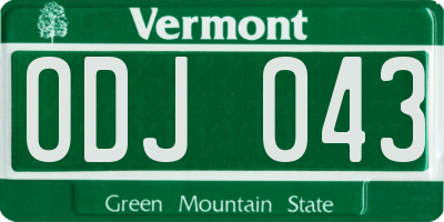 VT license plate ODJ043