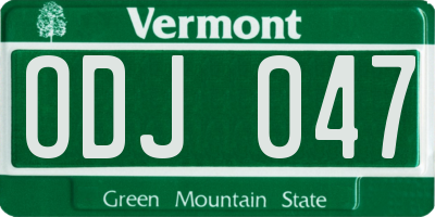 VT license plate ODJ047