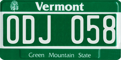 VT license plate ODJ058