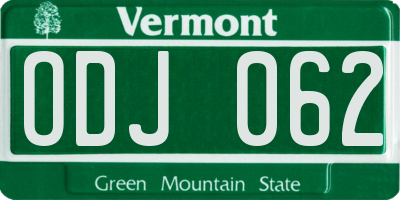 VT license plate ODJ062
