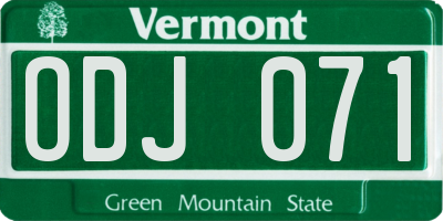 VT license plate ODJ071