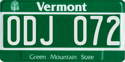 VT license plate ODJ072