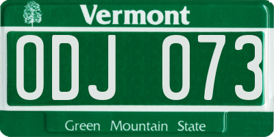 VT license plate ODJ073