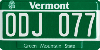 VT license plate ODJ077
