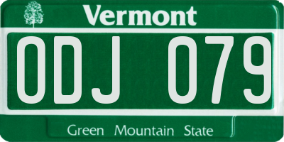 VT license plate ODJ079