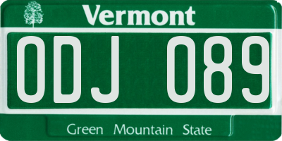 VT license plate ODJ089
