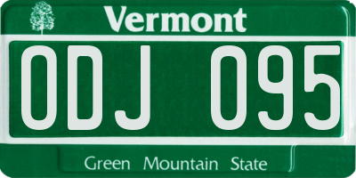 VT license plate ODJ095
